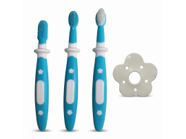 LuvLap Baby Training Toothbrush Set, BPA Free, 6m+ (Blue)
